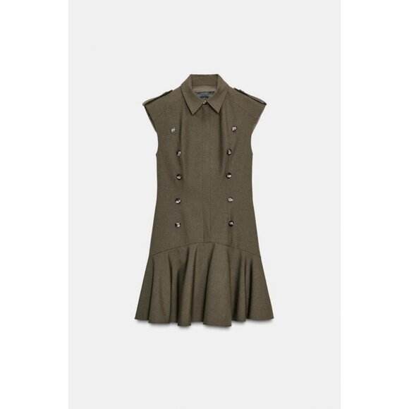 ZARA SHORT DRESS WITH SHOULDER PADS AND RUFFLES - Picture 7 of 9